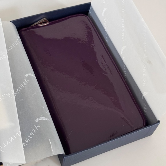 Aspinal Of London WALLET CLUTCH purple, NEW timeless, elegant - Picture 2 of 11
